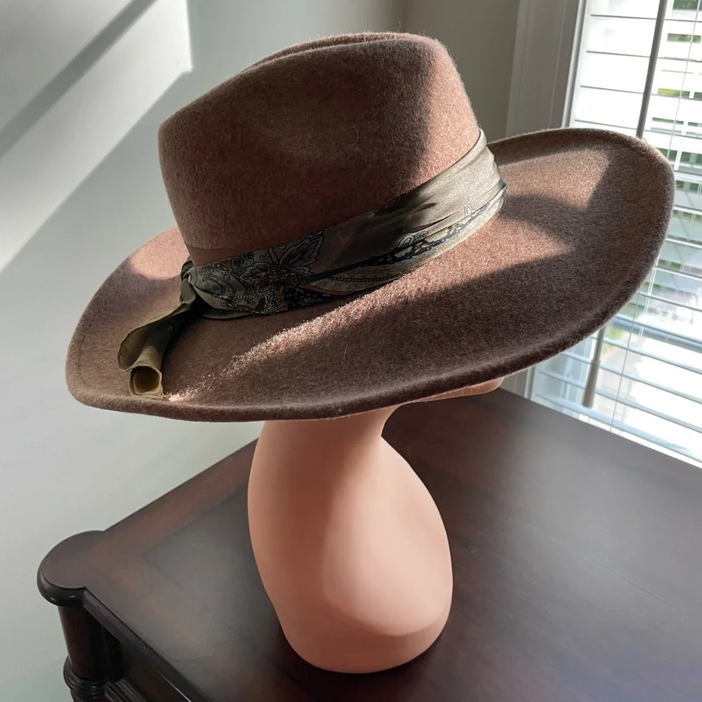 Anthropologie Hat Rancher Tan Brown Cover Band NEW Adjustable
